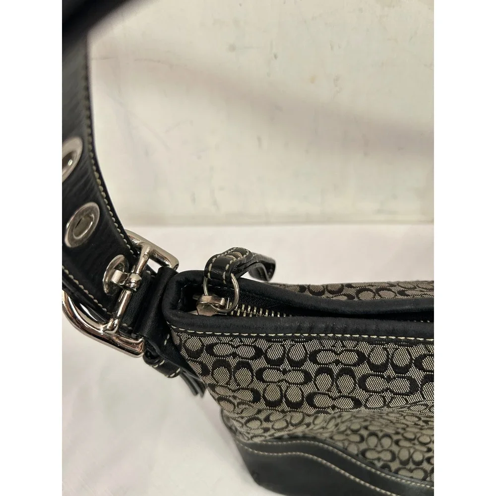 Coach Shoulder Bag Small Y2K Black Signature Jacquard Leather F10945 Women